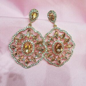 Champagne crystal chandelier earrings